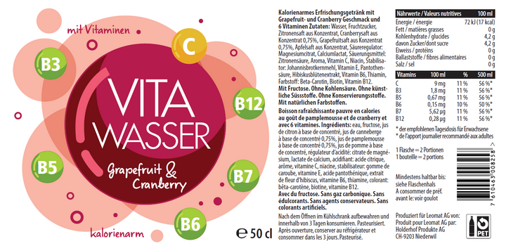 Vita Wasser Grapefruit 50Cl Pet